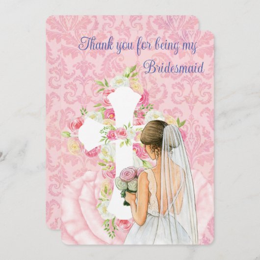 Bedankt dat je mijn Bridesmaid bent Kaart (Voorkant / Achterkant)