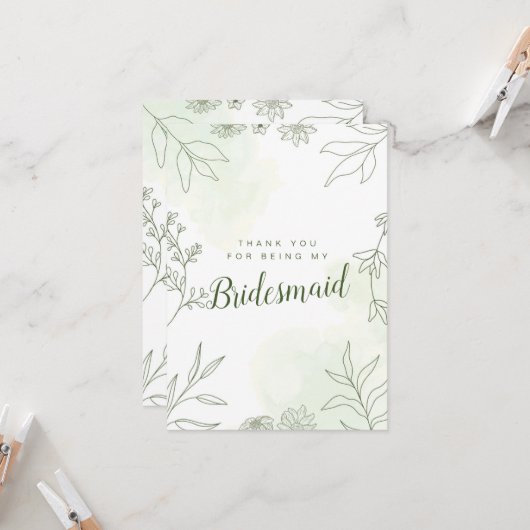 Bedankt dat je mijn Bridesmaid Wedding Kaart bent (Voorkant / Achterkant in situ)