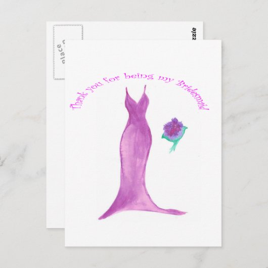 Bedankt dat je mijn bruidsmeisje bent briefkaart (Voorkant / Achterkant)