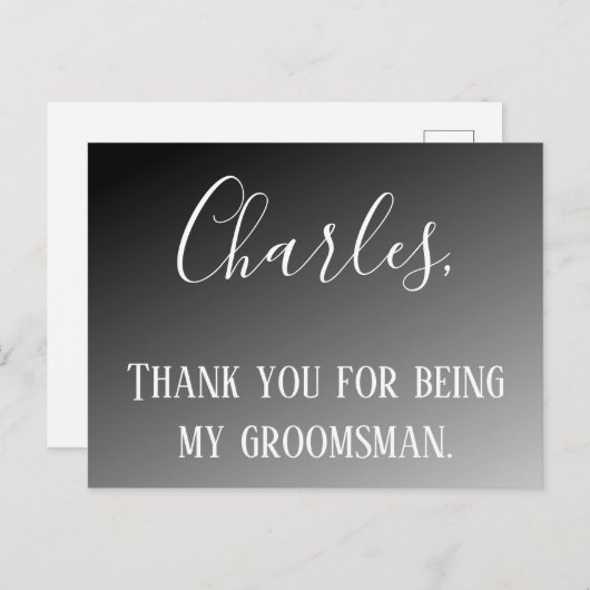 Bedankt dat je mijn Groomsman bent Briefkaart (Voorkant / Achterkant)