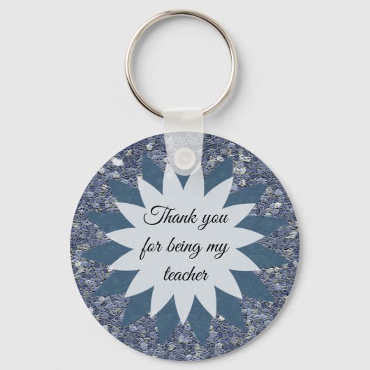 Bedankt dat je mijn leraar Mosaic Blue Tegel bent Sleutelhanger (Voorkant)