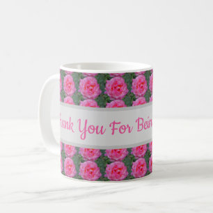 Bedankt dat je mijn leraar roze roze rozenpatroon  koffiemok