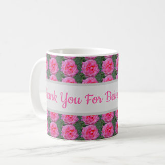 Bedankt dat je mijn leraar roze roze rozenpatroon koffiemok