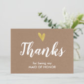 Bedankt dat je mijn Maid of Honor Kaart bent | Kra (Staand voorkant)