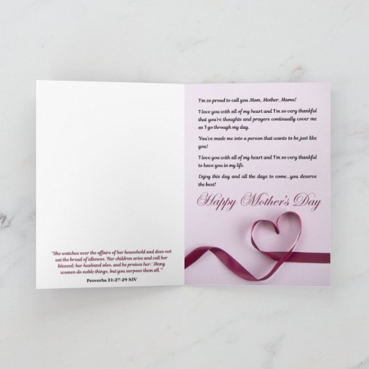 Bedankt dat je mijn moeder bent - Moederdag Kaart (Binnen)