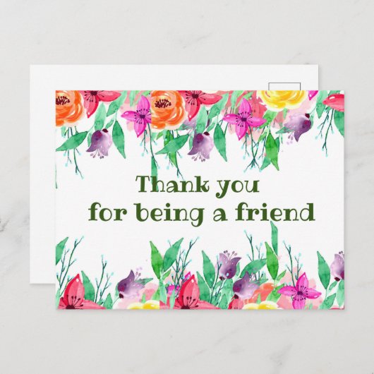 Bedankt dat je mijn vriend floreel design bent briefkaart (Voorkant / Achterkant)