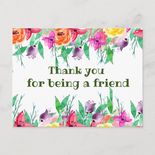 Bedankt dat je mijn vriend floreel design bent briefkaart (Voorkant)