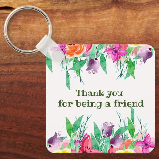 Bedankt dat je mijn vriend floreel design bent sleutelhanger (Voorkant)