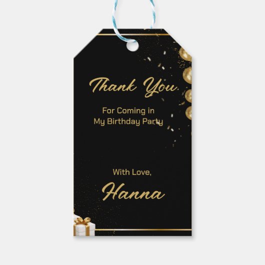 Bedankt dat je naar het feest kwam cadeaulabel (Voorkant)