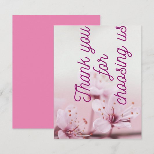 Bedankt dat je ons hebt gekozen na de winkelkaarte (Voorkant / Achterkant)