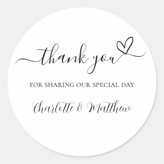 Bedankt dat je onze dag deelt met bruidegom bruilo ronde sticker (Voorkant)