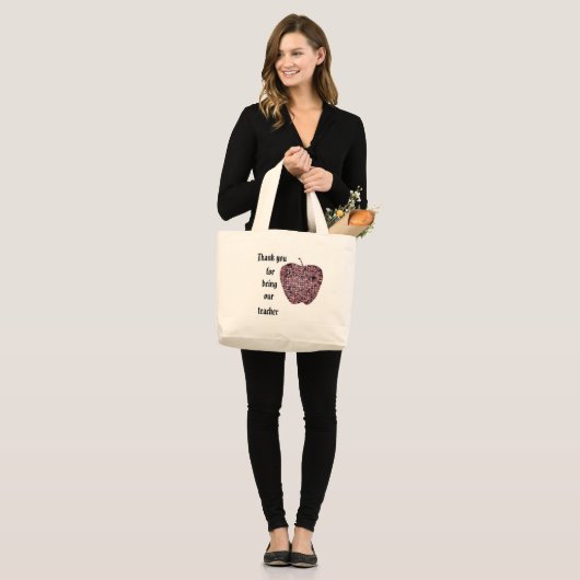 Bedankt dat je onze leraar Rode Mosaic Apple bent Grote Tote Bag (Voorkant (model))