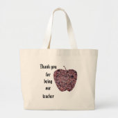 Bedankt dat je onze leraar Rode Mosaic Apple bent Grote Tote Bag (Voorkant)