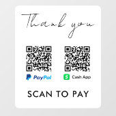 Bedankt dat je PayPal PayPal PayPal-QR-code Scanne Raamsticker (Vel)