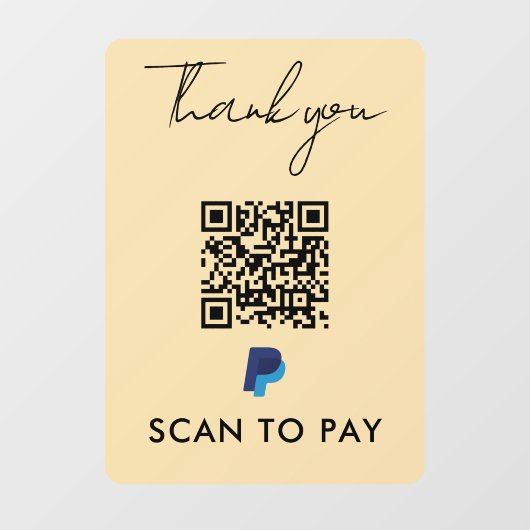 Bedankt dat je PayPal QR-code scannen naar Modern  Raamsticker (Vel)