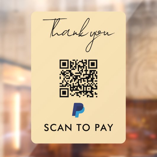 Bedankt dat je PayPal QR-code scannen naar Modern  Raamsticker (Vel 2)