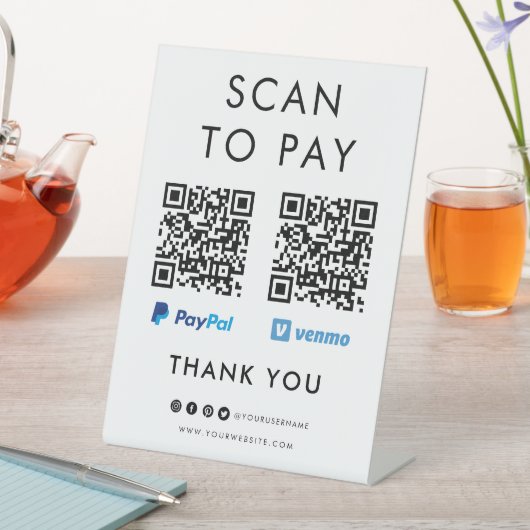 Bedankt dat je PayPal Venmo Scannen om je QR-code Reclamebord Met Voetstuk (Insitu)