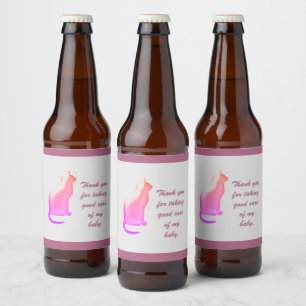 Bedankt dat je Pet Caregiver Pink Cat Appreciation Bier Etiket