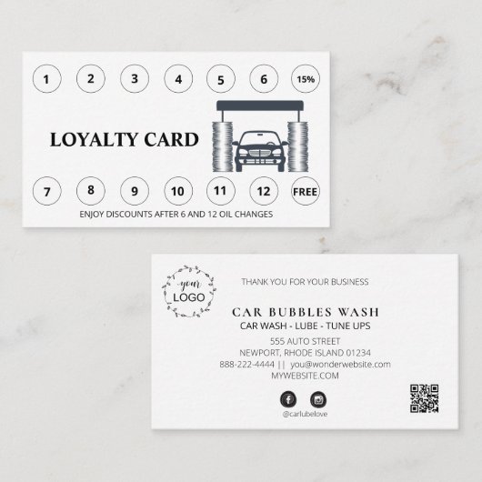 *~* Bedankt dat je QR Car Wash LOGO Simple beloont Klantenkaartje (Voorkant / Achterkant)
