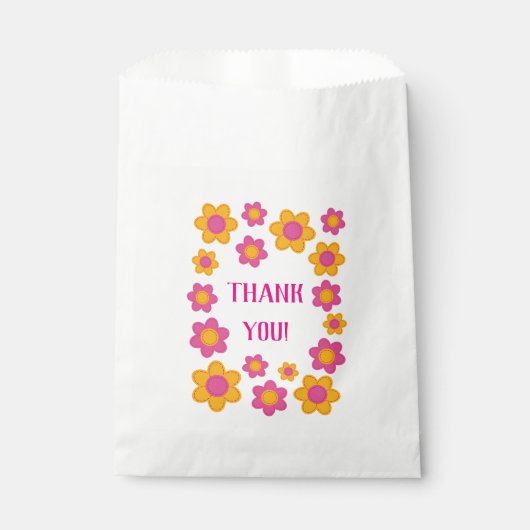 Bedankt dat je roze gele bloemen voorstelt bedankzakje (Voorkant)