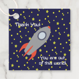 Bedankt dat je uit dit raketschip bent bedankjes labels