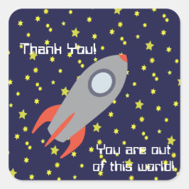 Bedankt dat je uit dit raketschip bent vierkante sticker