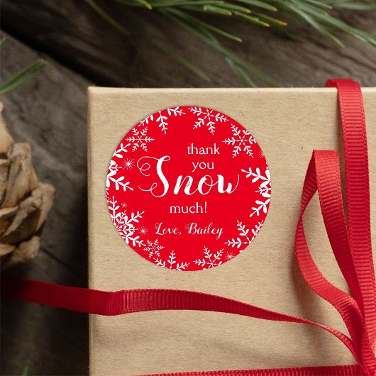 Bedankt dat je veel wintersneeuwvlokken rood hebt ronde sticker