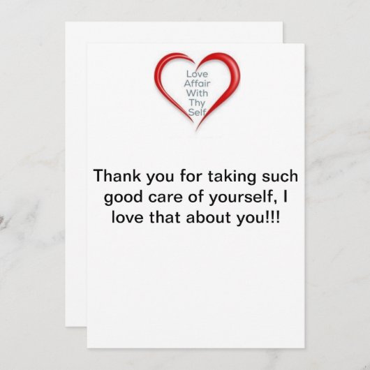 Bedankt dat je voor jezelf zorgt, kaart (Voorkant / Achterkant)