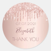 Bedankt dat je vrijgezellenfeest roos goudglitter  ronde sticker (Voorkant)