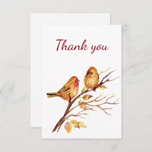 Bedankt dat je Waterverf vogels op boomtak koppelt (Voorkant / Achterkant)