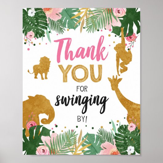 Bedankt dat je Zoo Oerwoud Table decor Safari Girl Poster (Voorkant)