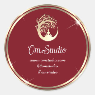 Bedankt dat Logo Yoga Mindfulness's Shop Gold Burg Ronde Sticker