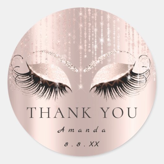 Bedankt Datum Roos Bridal Sweet 16th Ronde Sticker (Voorkant)