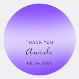Bedankt Datum Sweet 16th Wedding Blue Paars Ronde Sticker
