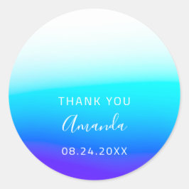 Bedankt Datum Sweet 16th Wedding Bridal Blue Ronde Sticker