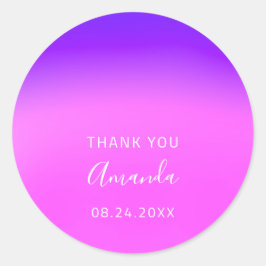 Bedankt Datum Sweet 16th Wedding Pink Paars Ronde Sticker