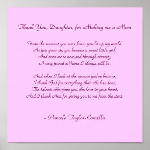Bedankt, Daughter, dat je me een moeder hebt gemaa Poster