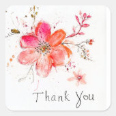 Bedankt, decoratieve bloem vierkante sticker (Voorkant)