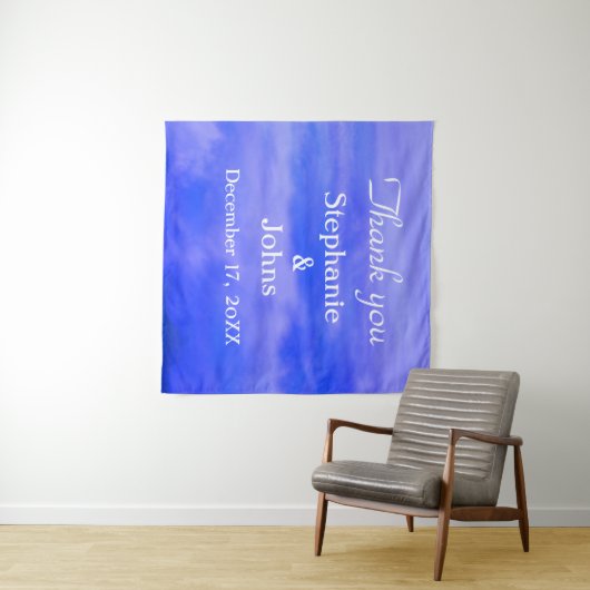 Bedankt Deep Blue Cloud Art Abstracte bruiloft Wandkleed (In Situ (horizontaal))