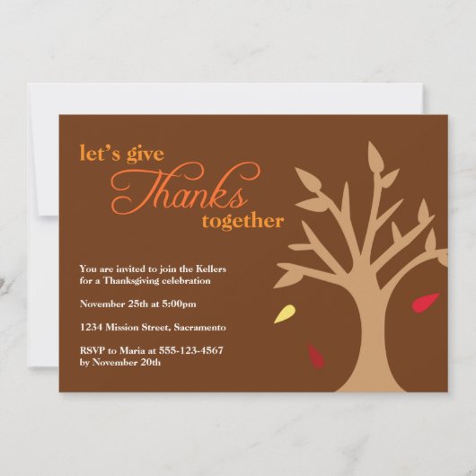 Bedankt die de Thanksgiving van de bladeren vallen Kaart (Voorkant)