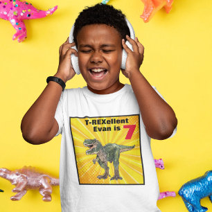 Bedankt Dino T-Rex Dinosaur 7th Birthday Name T-shirt