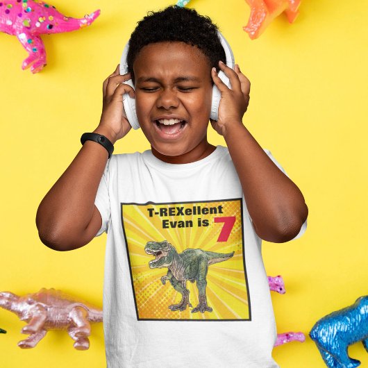 Bedankt Dino T-Rex Dinosaur 7th Birthday Name T-shirt