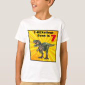 Bedankt Dino T-Rex Dinosaur 7th Birthday Name T-shirt (Voorkant)