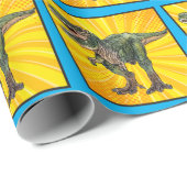 Bedankt Dino T-Rex Dinosaur Birthday Boy Yellow Cadeaupapier (Rol Hoek)
