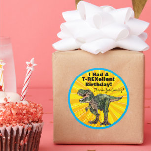 Bedankt Dino T-Rex Dinosaur Birthday Classic Rou Ronde Sticker