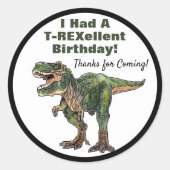 Bedankt Dino T-Rex Dinosaur Birthday Ronde Sticker (Voorkant)