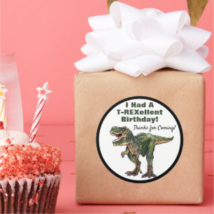 Bedankt Dino T-Rex Dinosaur Birthday Ronde Sticker