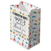 Bedankt Dinosaur 1e verjaardag Colorful Jurassic Medium Cadeauzakje (Voorkant Gekanteld)