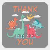 Bedankt Dinosaurus Feest Favor Vierkante Sticker (Voorkant)