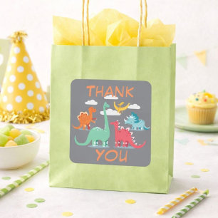 Bedankt Dinosaurus Feest Favor Vierkante Sticker